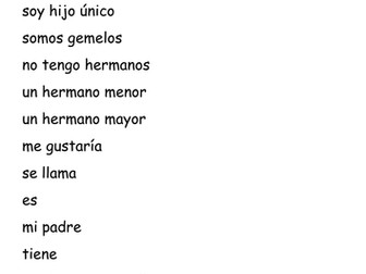 Year 7 Spanish - Brothers + Sisters, Hair + Eyes, Grammar exercise for Mira 1 Modules 1+ 2.