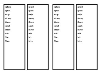Year 1 Spelling Homework Lists to Support Phase 3 to 5
