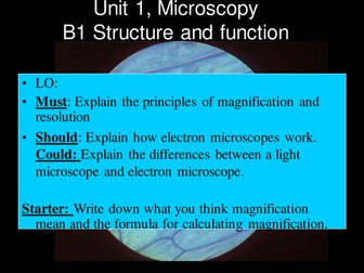 New BTEC Level 3 Applied science Unit 1_B1 Cell structure and function _Lesson 2 _Microscopy