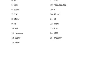 Year 7 Revision Quiz (End of half term 1)