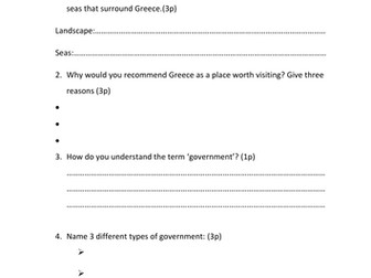 Ancient Greece Assessment KS2