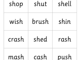 Bingo games for sh, th, ch, ng and nk sounds.