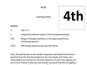 OCR GCSE Religious Studies 9-1. Religion, philosophy and ethics from a Christian perspective.