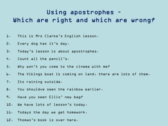 Apostrophes for possession lesson