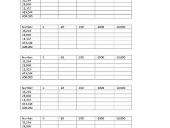 Subtraction -1 -10 -100 -1000