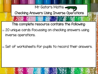 Checking Answers Using Inverse Operations