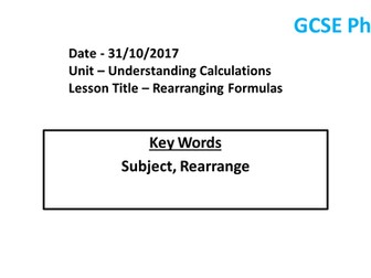 Rearranging Formulas - Introduction to GCSE Physic Calculations, Lesson 2