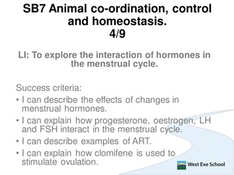 Hormones in the menstrual cycle Edexcel Seperate Science