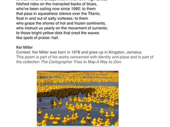 AQA Unseen poetry:  When Considering the Long Long Journey of 28000 Rubber Ducks.