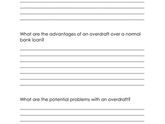 Sources of Finance Worksheets