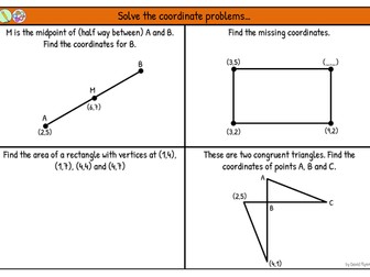 Coordinates Problem Solving Worksheet - Mastery