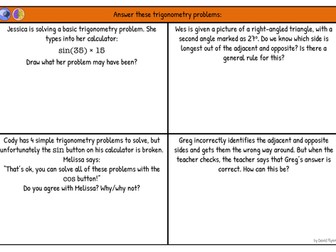 Basic trigonometry - Reasoning problems - Mastery