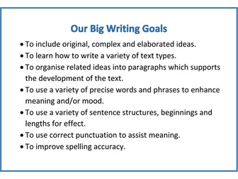 A list of big writing goals