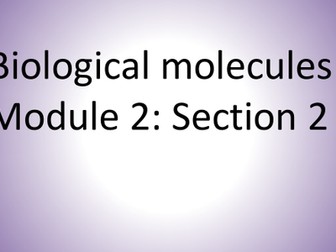 NEW SPEC OCR A AS BIOLOGY Biological Molecules