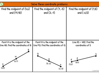Midpoints - Coordinate problems with increasing difficulty - Mastery