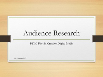 BTEC First in Creative Digital Media: Audience Research part 1