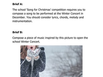 GCSE style Christmas Composing Project Briefs