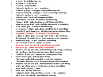 List of French verbs taking à, de or no preposition with the infinitive