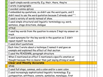 English Lit Essay Skills Checklist