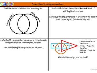 Venn diagrams and sets - 4 mixed questions - NEW Maths GCSE - Mastery