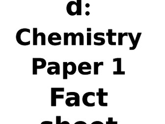 AQA Trilogy: Chemistry Paper 1 Fact Booklet FOUNDATION