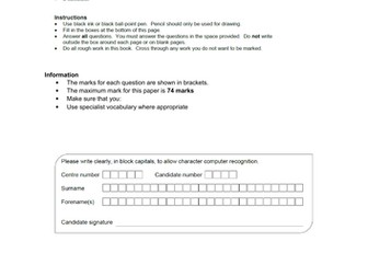 AQA GCSE PE - Paper 1 year 11 PEQ (Mock) question paper, mark scheme and diagnostic FB sheet