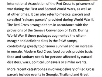Red Cross parcels Handout