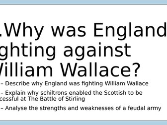 The Battle of Falkirk 1298  lesson with worksheets and practice questions