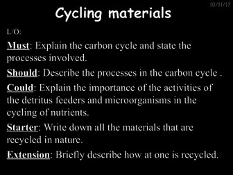 New Gcse Ecology Lesson 5 B2 8 5 Cycling Materials The Carbon