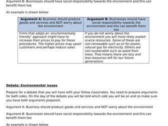 Debate Activity on the Environment