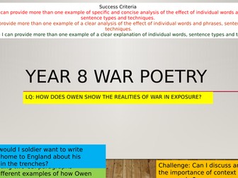 War Poetry Year 8 Exposure