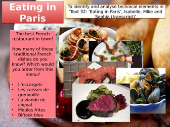 AQA English Lang/Lit Paris Anthology 'Eating in Paris' transcript