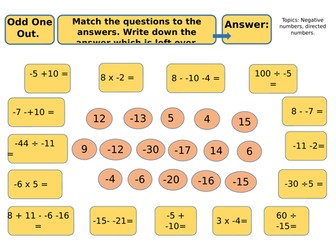 Odd One Out - Negative (Directed) Numbers