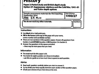 Edexcel GCSE 9-1 Cold War Exam, Feedback Sheet and Mark Scheme