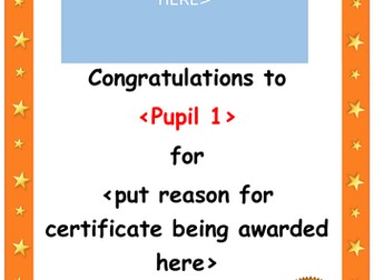 Certificate - Pupil of the Week, Awards
