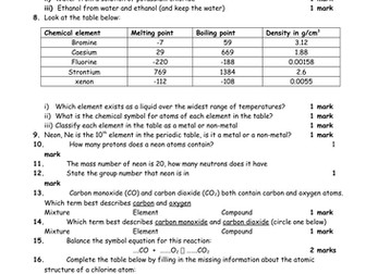 9-1 Chemistry Topic 1 mid topic summary questions