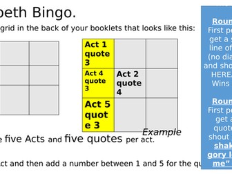 Macbeth Bingo KS3 & KS4
