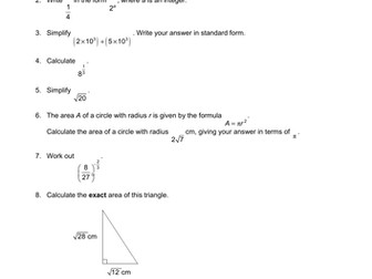 OCR Maths: Higher GCSE - Section Check In Test 3 Indices and surds