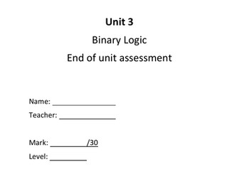GCSE CS OCR (9-1) Binary, hex & logic gates end of unit assessment
