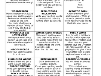Home Learning Spelling Activities