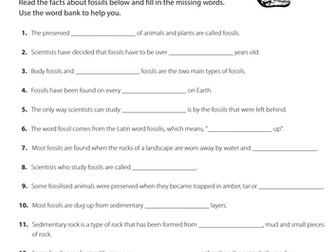 KS2 Science Worksheet - What are Fossils?