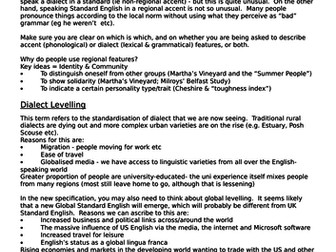 A Level English Language Notes - Accent and Dialect