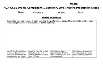 AQA GCSE Drama Component 1 Live Theatre Production Student Booklet
