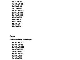 percentages teaching resources