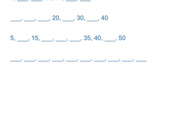 Number sequences- 5 x table