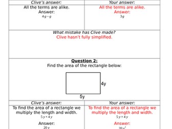 Clumsy Clive On Simplifying Expressions