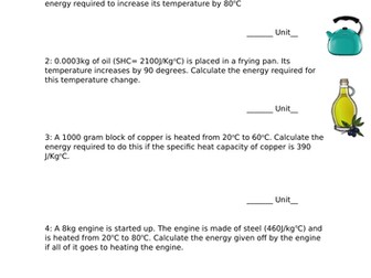 Specific heat capacity worksheet