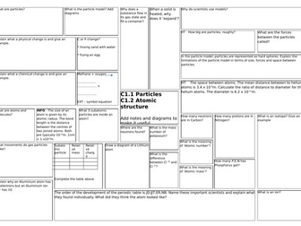 OCR Gateway GCSE Chemistry new spec revision sheets C1,C2,C3