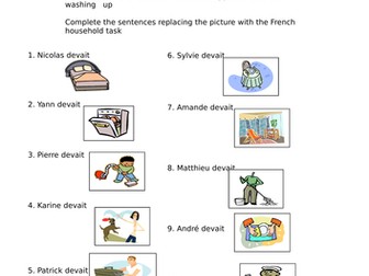 Aider a la maison worksheet