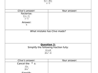 Clumsy Clive On Algebraic Fractions